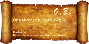 Oreskovics Bonifác névjegykártya